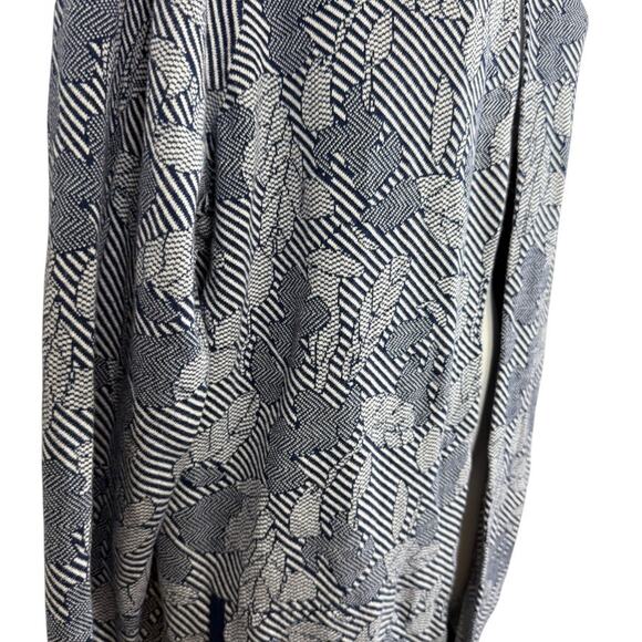 Lands End Womens Navy Blue Open Cardigan Longline Sweater Floral Stripes sz 1X - Picture 3 of 16